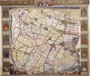 デルフトランドのウォールマップ、1712 作： Netherlandish School