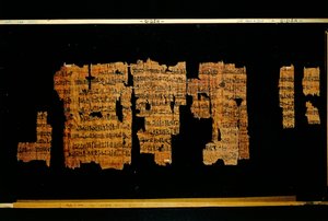 ファラオ・トットモース3世の証書を記した文書の断片（パピルス 作： New Kingdom Egyptian