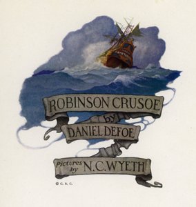 ロビンソン・クルーソー」のイラスト（カラーリトグラフ 作： Newell Convers (after) Wyeth