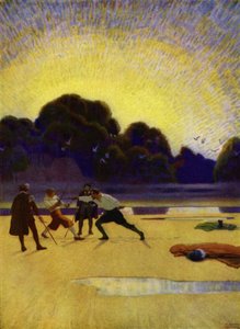チャールズ・キングスレー著「Westward Ho!」のイラスト（カラーリトグラフ 作： Newell Convers (after) Wyeth