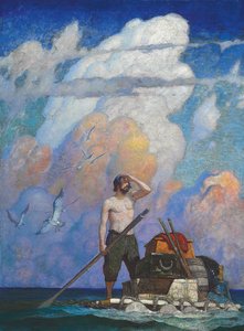 1マイル、またはそのあたりで、私のいかだは非常にうまくいきました 作： Newell Convers Wyeth