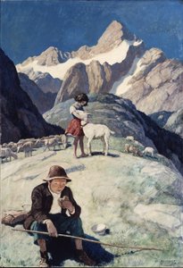 ハイジ、1940（ルネサンスのパネルに油彩） 作： Newell Convers Wyeth
