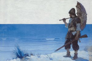 ロビンソンクルーソー：エンドペーパー 作： Newell Convers Wyeth