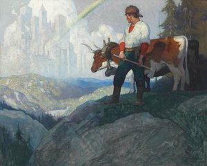 パイオニアとビジョン、1918年頃（キャンバスに油彩） 作： Newell Convers Wyeth