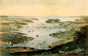 ファルマス港、1840 年頃、1942 年。 作： Newman and Co