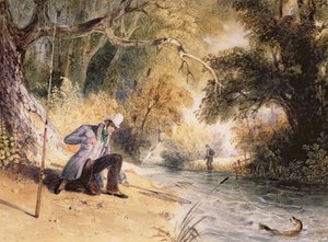 カマス釣り、ジャックの水揚げ、1839年頃（水彩・紙 作： Newton Fielding