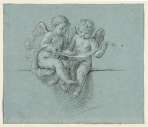 巻物を持つ2人のケルビム 作： Niccolò (attr.to) Berrettoni