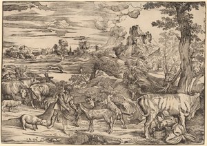 牛乳を注ぐ女のいる風景 作： Niccolò Boldrini after Titian