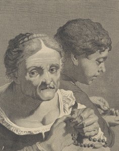 ロザリオを持った老婆とコインを数える少年の反転コピー、プレート 10 fr..., ca. 1750-90。 作： Niccolò Cavalli