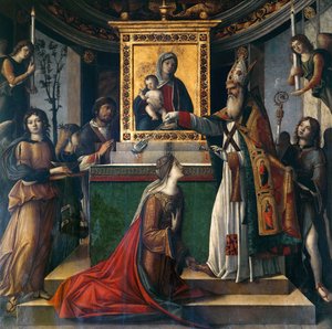 ガラ・プラキディア皇后に現れる伝道者聖ヨハネ、1490～1510年頃。 作： Niccolò Rondinelli