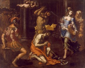 ニッコロ・デ・シモーネ（活動1636-1655）による洗礼者聖ヨハネの斬首、カンヴァスに油彩 作： Niccolò de Simone