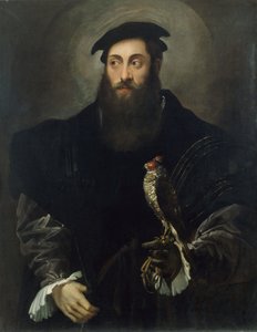 ハヤブサの紳士の肖像画 作： Niccolò dell Abate