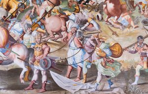 ライゲルエラの1431年の戦いのホールのフレスコ画の詳細 作： Niccolo Granello