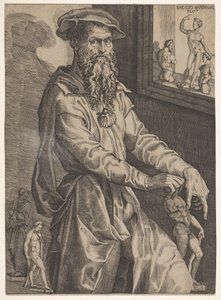 バッチョ バンディネッリの肖像画、長さ 4 分の 3 の窓ガラスの横 1540-48。 作： Niccolo della Casa