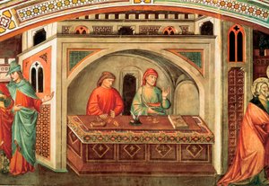 聖マタイの物語」 ニッコロ・ディ・ピエトロ・ジェリーニによるフレスコ画の細部、1400年頃 作： Niccolo di Pietro Gerini
