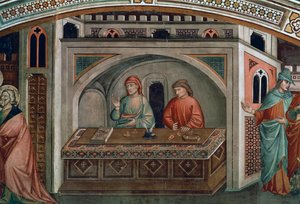 二人の銀行員、「聖マタイの生涯」より詳細 作： Niccolo di Pietro Gerini