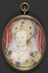アン・オブ・デンマーク、1600年頃（カードにベラムを敷いたガッシュ） 作： Nicholas (studio of) Hilliard