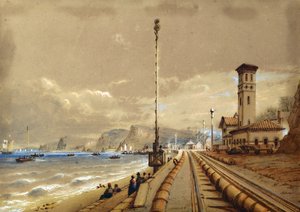 Ferrovia Atmosférica em Dawlish, c.1850 (aquarela sobre papel) 作： Nicholas Condy