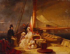 彼女の所有者と彼の家族および乗組員と一緒のヨット「ガーンジー島」 作： Nicholas Condy