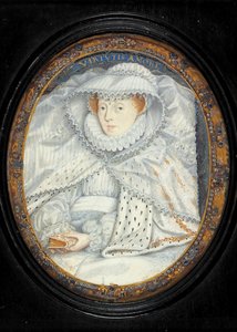スコットランドのメアリー女王とされる女性（水彩・ベラム 作： Nicholas Hilliard