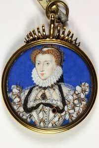 エリザベス1世とされる女性（水彩・ボディカラー・ベラム 作： Nicholas Hilliard