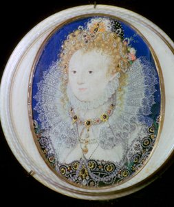 イギリスのエリザベス 1 世の現代的なミニチュア肖像画 作： Nicholas Hilliard