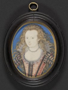 貴婦人の肖像、1605-10年頃（カードにベラムを置いたガッシュ） 作： Nicholas Hilliard