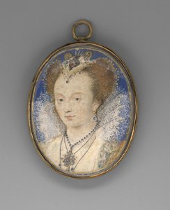 女性の肖像、1590年頃（ベラムをカードに置いた） 作： Nicholas Hilliard