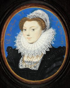 レースの帽子をかぶった未知の女性 作： Nicholas Hilliard