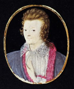 不明な青年、1595年頃 作： Nicholas Hilliard