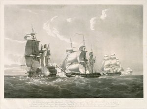 ギヨーム・テル号」とHMS「ペネロープ号」の交戦（1800年3月30日 作： Nicholas Pocock