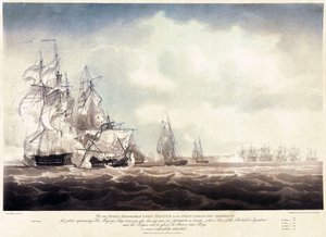 ラ・ミネルヴ」を走破したHMS「パラス 作： Nicholas Pocock