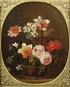 バスケットの中の花の静物、18世紀 作： Nicholas Ricoeur