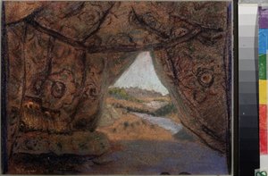 ニコラス (ニコライ) リムスキー コルサコフ (1844-1908) によるオペラ ラ プスコヴィタイン (プスコフの乙女) の準備セット。 Nicholas Roerich (1874-1947) の作品、厚紙にパステル 作： Nicholas Roerich