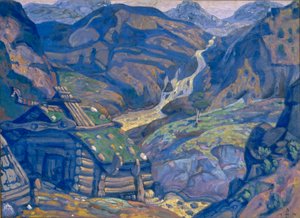 演劇の舞台デザイン、H。イプセン作Peer Gynt、1912 作： Nikolai Konstantinowitsch Roerich