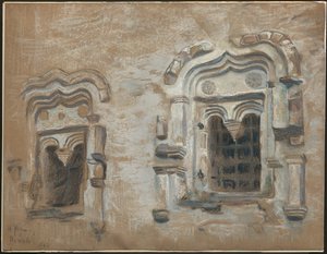 17世紀の家の窓、プスコフ、「ロシアの古い町並みの旅からの研究」、1903年 作： Nicholas Roerich