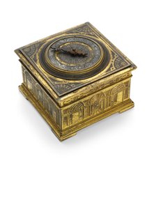 エリザベス1世は印象的な横型卓上時計を刻印しました、c.1590-1600 作： Nicholas Vallin