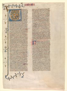 ネヘミヤの解説のイニシャル V、6 枚の図解された葉の 1 つ... 1360-1380。 作： Nicholas of Lyra