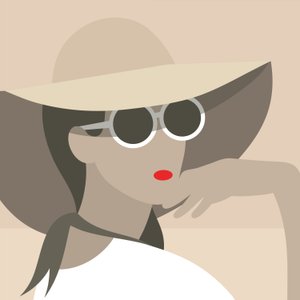 日よけ帽子の女性