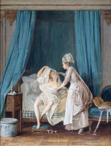 ベッドから出る女性、1776 作： Niclas II Lafrensen