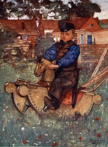 ロッキングホースに乗るヴェールの少年1904 作： Nico Jungman