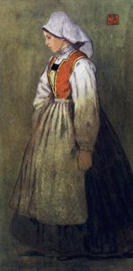 ノルウェーのハルダンゲルの田舎娘」（カラーリトグラフ