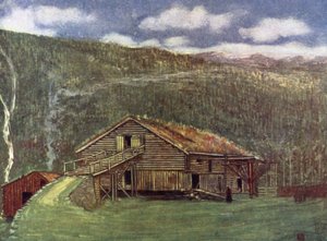 ノルウェー。ギョラの農家と製粉所（カラーリトグラフ 作： Nico Jungman