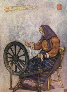 ノルウェー紡ぐ女性、Sundalsoren（カラーリトグラフ 作： Nico Jungman