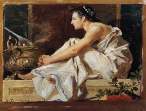 Nicolo Barabino（1832-1891）による地理学の研究、パネルに油彩 作： Nicolo Barabino