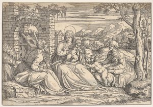 聖家族と聖女エリザベスと聖女ヨハネ 1550年頃 作： Nicolò Boldrini