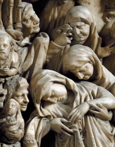 ゴシック美術。"The Crucifixion" Nicola Pisano (1215/20-1278/84) による大理石の説教壇のレリーフ（説教壇からのディテール） 1266-1268 - Cathedrale Notre-Dame-de-l