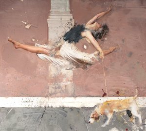 犬を連れたバレリーナ、2021年（キャンバスに油彩） 作： Nicola Pucci