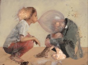 クラウチング・チルドレン - バブル2、2020年（銅に油彩） 作： Nicola Pucci