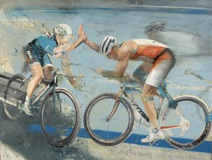 サイクリスト、2021年（キャンバスに油彩） 作： Nicola Pucci